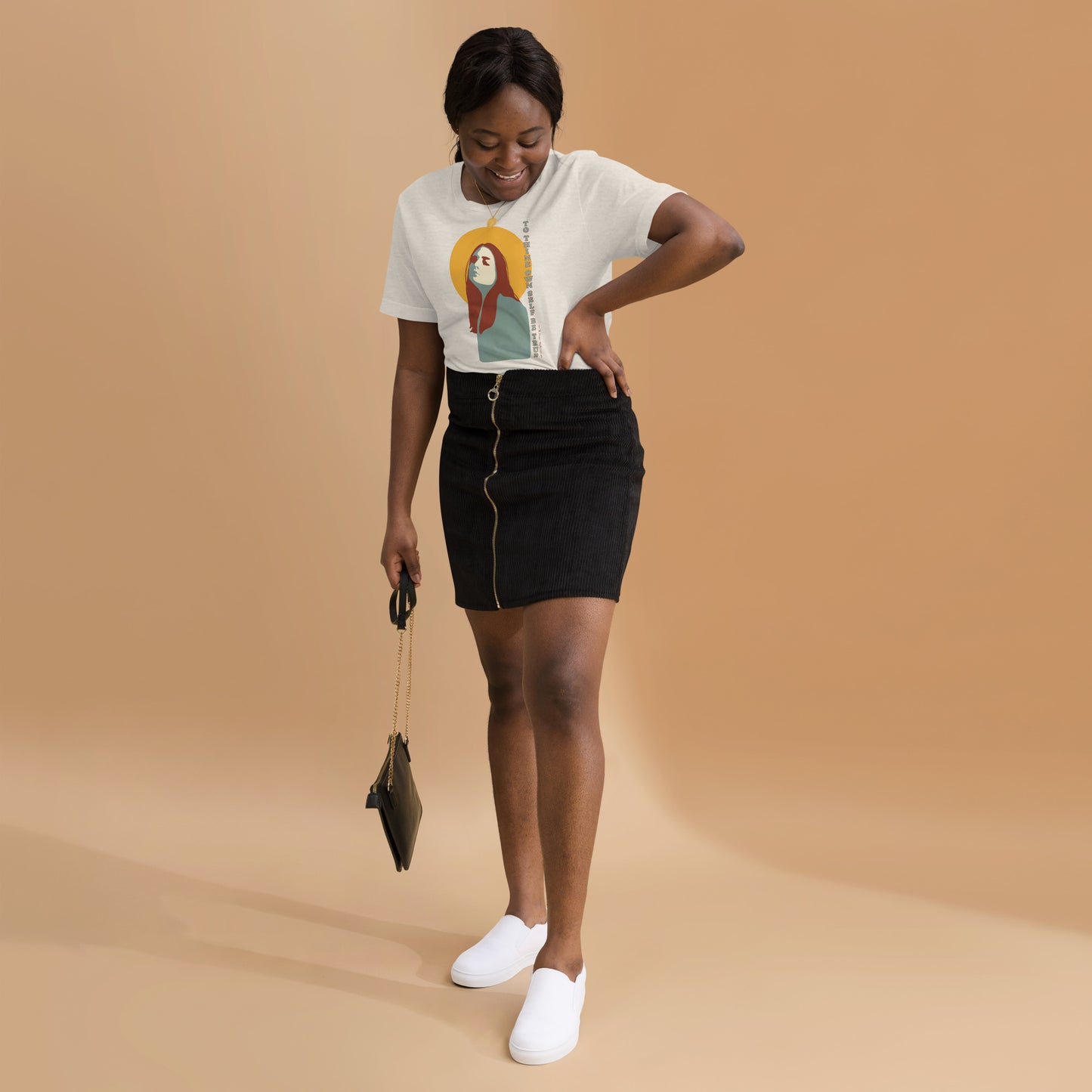 Empowerment Verse Tee: Shakespeare's 'True Self' with Strong Woman Illustration