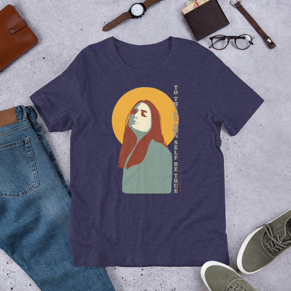 Empowerment Verse Tee: Shakespeare's 'True Self' with Strong Woman Illustration