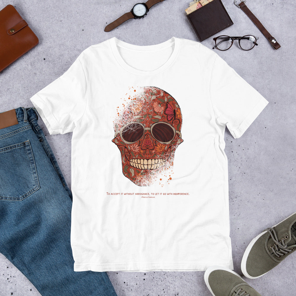 Stoic Skeleton Tee, Marcus Aurelius Wisdom Unisex T-Shirt